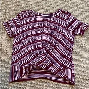 LEAVING!! Maroon and white shirt